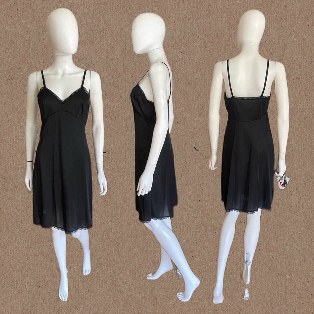 Vintage Black Nylon Slipdress by JC Penney